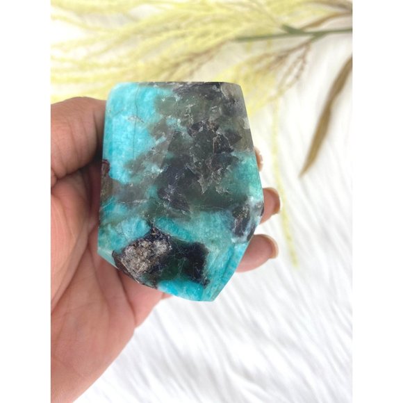 Amazonite Free Form, 274G Amazonite FreeForm, Amazonite Palm Stone, 64MM - Picture 2 of 7